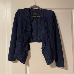 BCBGMaxAzria Navy Cropped Eyelet Jacket